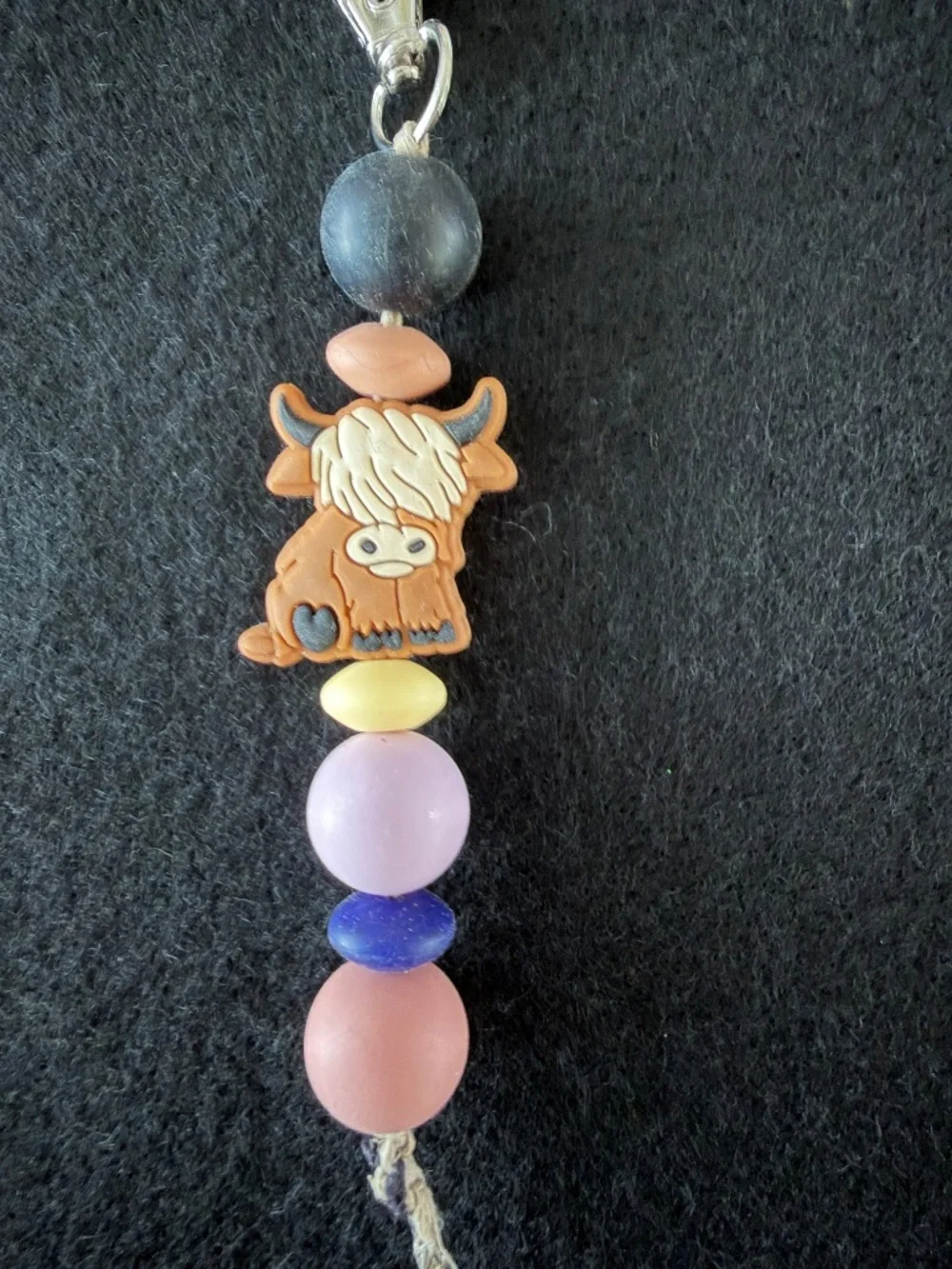 Key Ring Silicone Bead Highland Cow 6